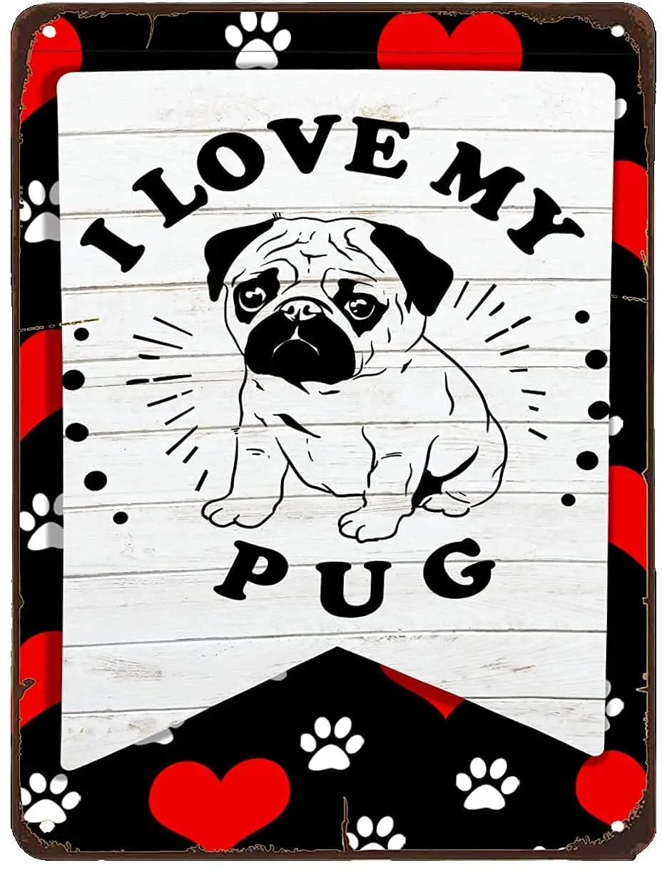 

Ретро винтажная металлическая табличка значок «Я люблю мою мопса» собака для дома Бар Кухня паб стена стандартная Жестяная Табличка