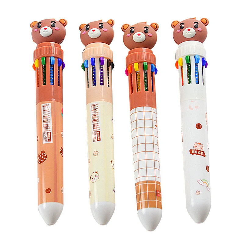 

10 Colors Cute Cartoon Bear Ballpoint Pen School Office Supply Stationery Papelaria Escolar Multicolored Pens Colorful Refill