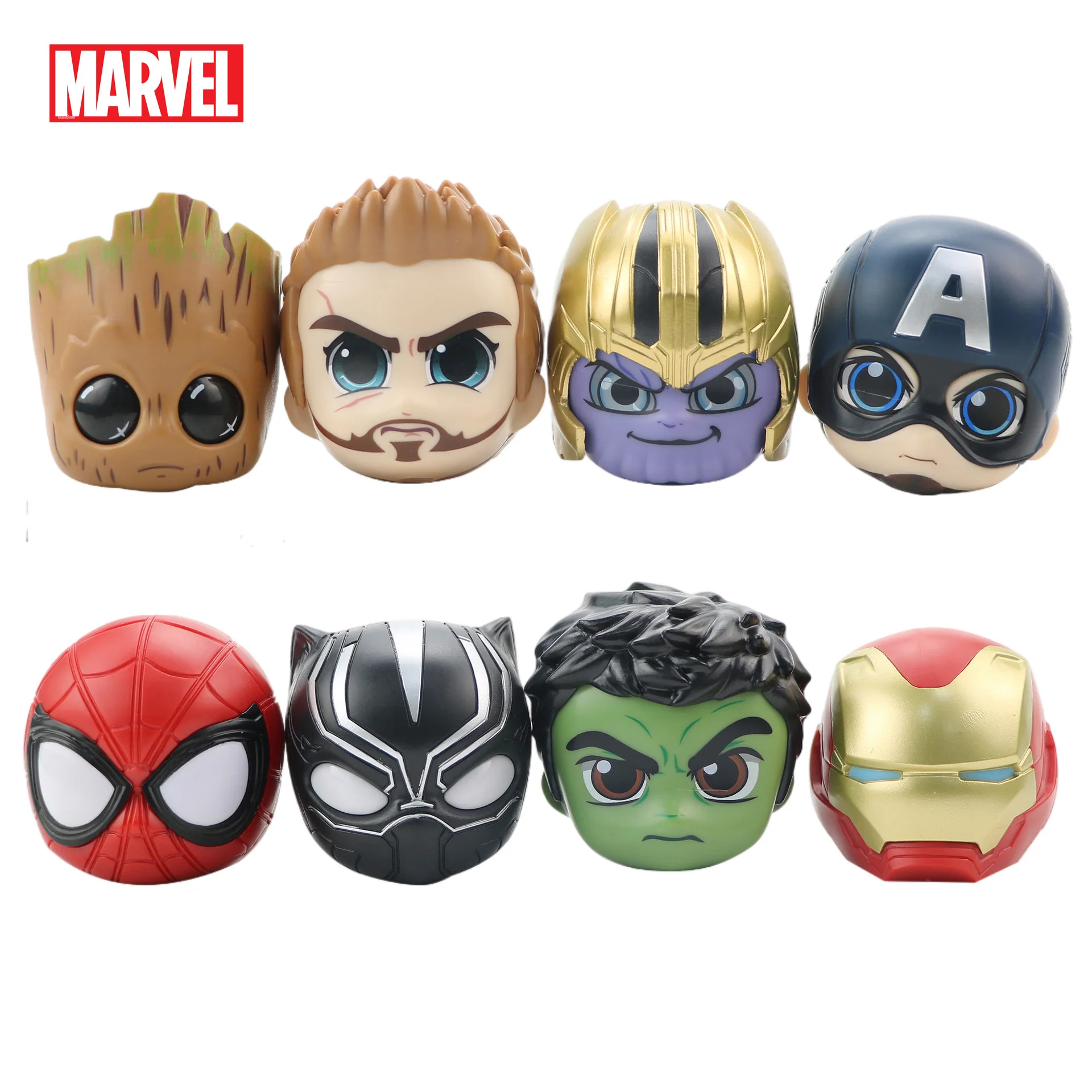 

Disney Marvel Figure Gasha Anime Q Version Spiderman Captain America Iron Man Hulk Thor Superhero Assembly Action Figure Toys