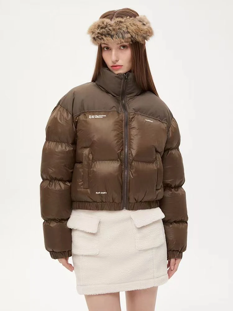 

KBAT Winter Female Puffer Jacket Ultra Light Down Coat Casual Loose Cotton Padded Stand-Up Collar Clothes Windproof Warm Outwear