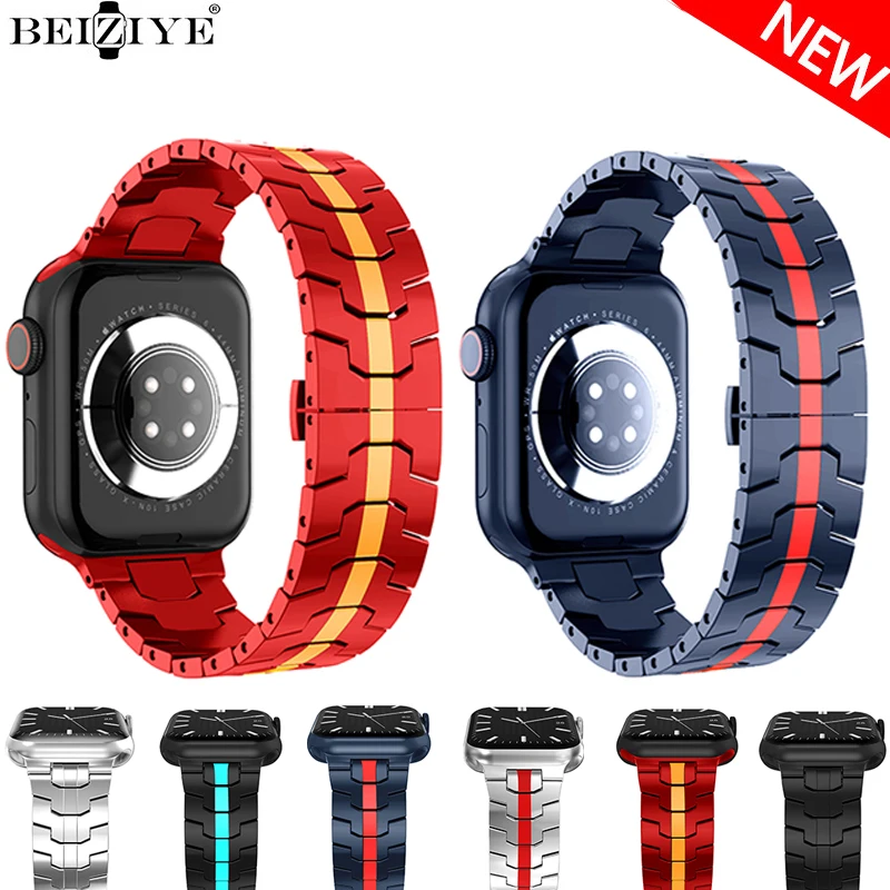 

Металлический ремешок для часов Apple Watch Ultra 2, браслет из нержавеющей стали для iWatch Series 9 8, 49 мм 45 мм 41 мм 44 мм 40 мм 42 мм 38 мм