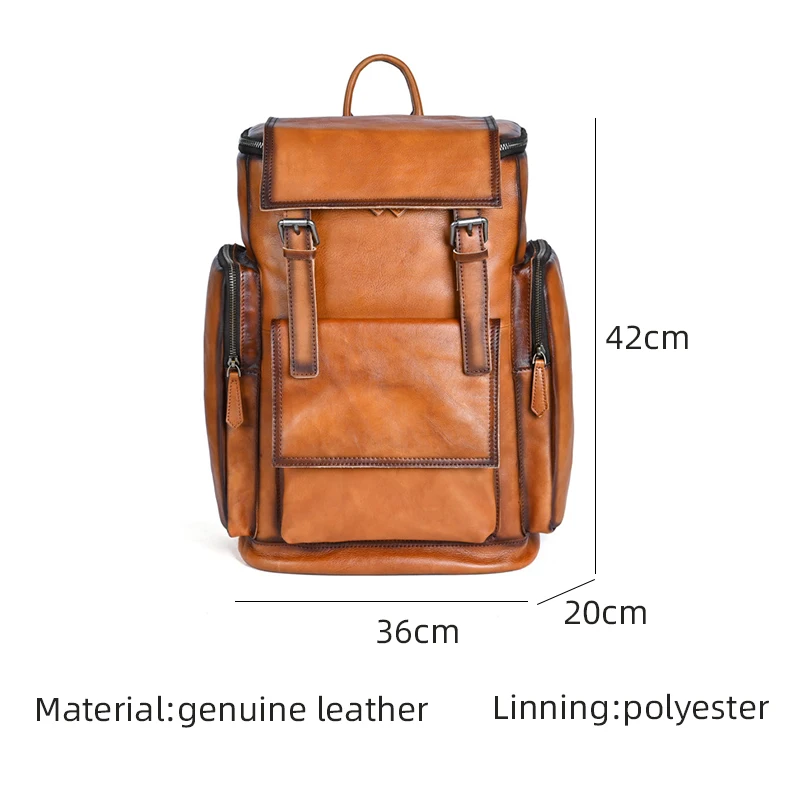 Мужской рюкзак из натуральной кожи дорожные сумки в стиле ретро большой для