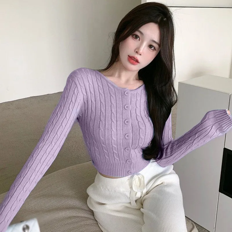 Женский Вязаный Кардиган Винтажный Свитер С Длинными Рукавами И Узором