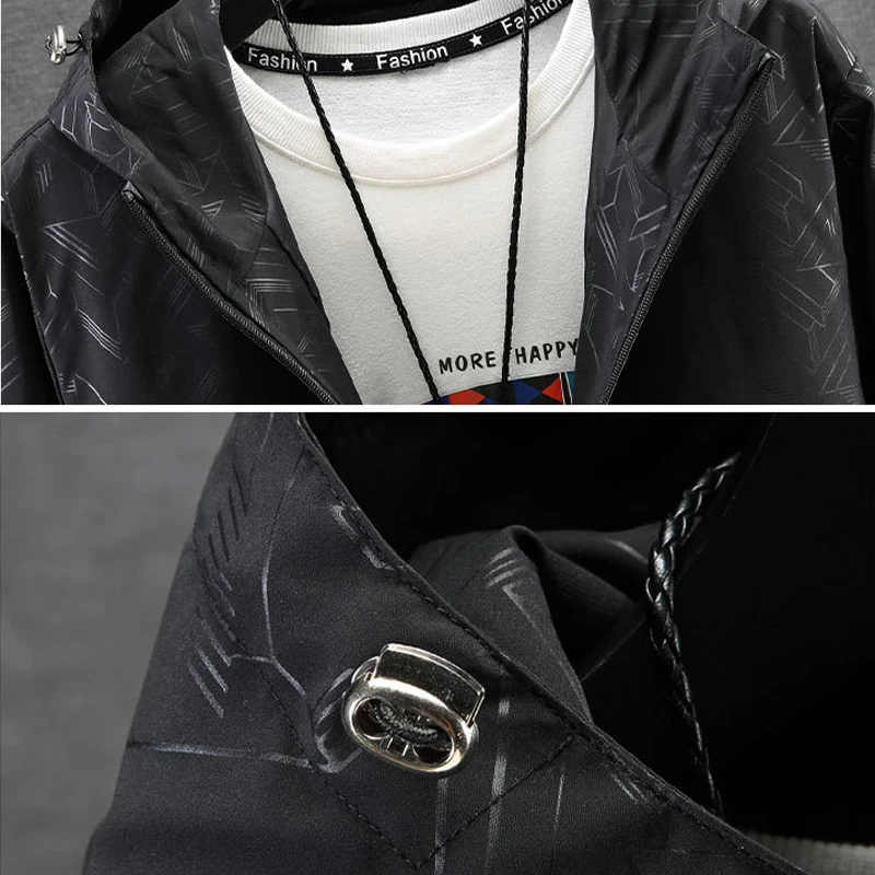 Мужская Повседневная ветровка с капюшоном размеры до 10XL