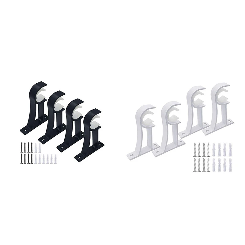 

Curtain Rod Bracket, Curtain Rod Holders Brackets Black 4 Pack Heavy Duty Curtain Rod Hooks For Drapes