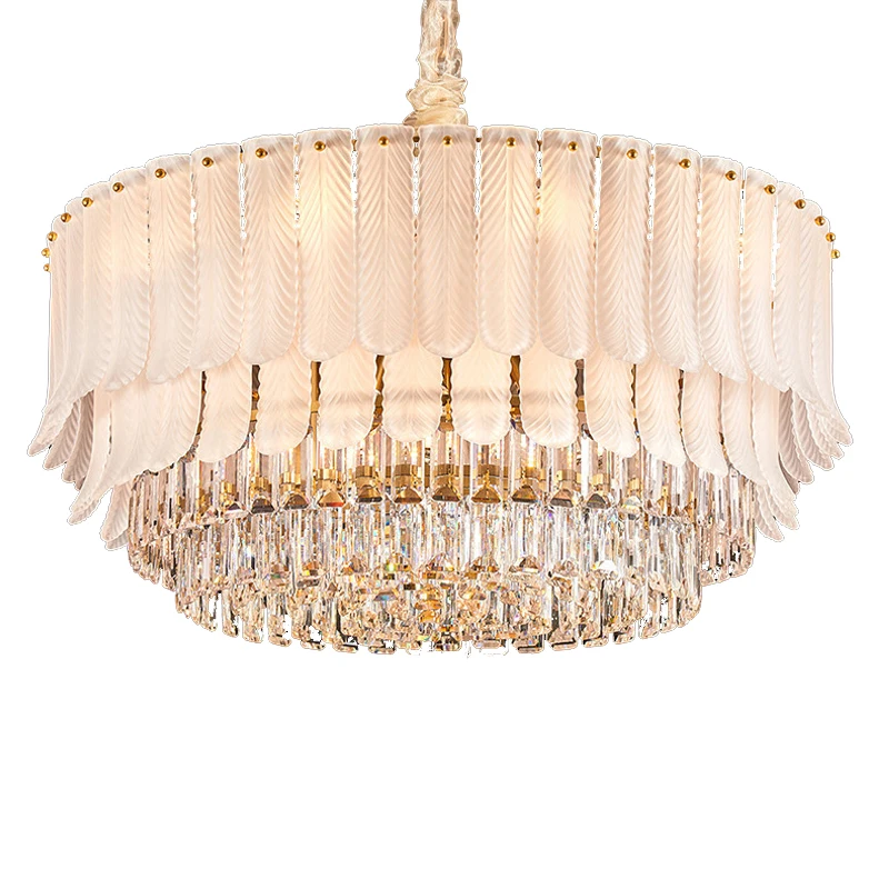 

Pendant Lights Nordic Round Golden Chandelier Luxury LED Crystal Lamp 2022 New Trend Home Decor Hanging Lights for Living Room
