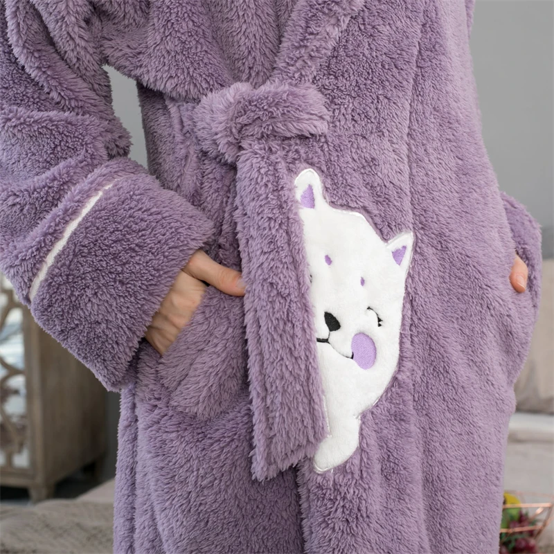 Winter Robe Thick Pajama Women Sleep Loungewear Flannel Sleepwear Bathrobe Female Attractive Women'S Nightwear Onesies for Adult