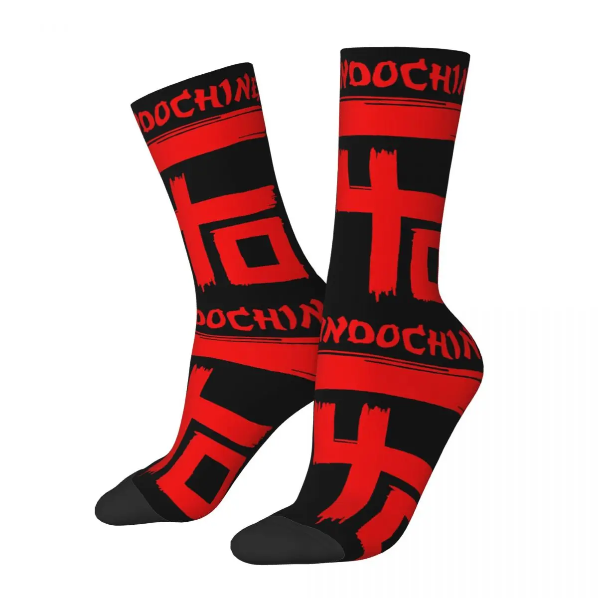 

Crazy compression One Of The Symbols Of French Rock And Roll Sock for Men Vintage Indochine Quality Pattern Crew Sock Novelty