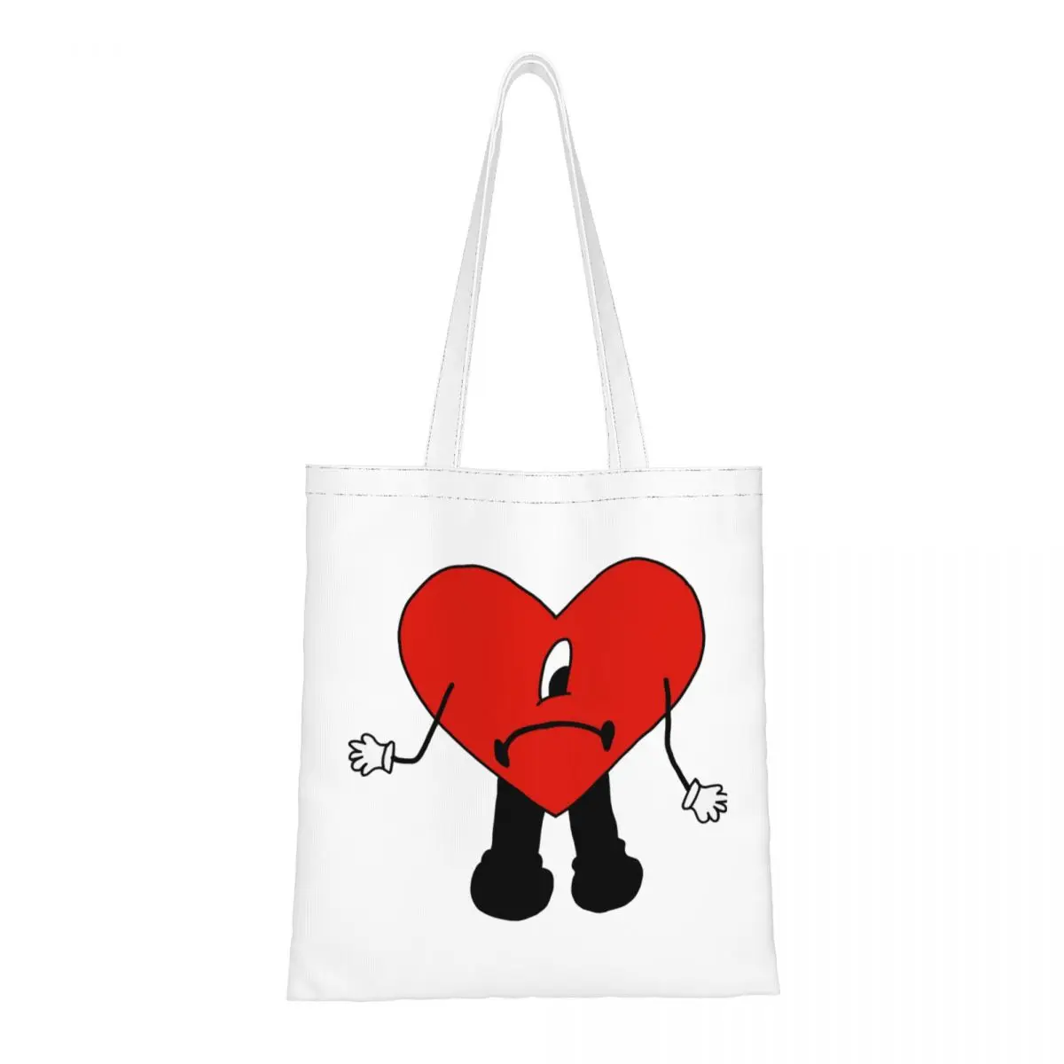 

Un Verano Sin Ti Bad Bunny Heart Eco Shoulder Bag Women Shopping Bags Cute High Capacity Canvas Tote Bag Casual Canvas Bag Lady