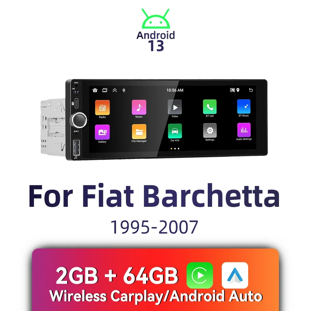 Carplay Android Auto 1Din радио автомобильный мультимедиа для Fiat Barchetta 1995-2007 6 86 &quotэкран