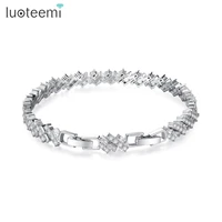 luoteemi charm adjustable top quality clear aaa cubic zirconia bracelet bangles for women bridal geometric fashion chic jewelry