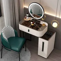 Women's Mini White Dressers Storage Cabinet Integrated Makeup Table With Drawers LED Mirror For Bedroom Vanity Desk Furniture