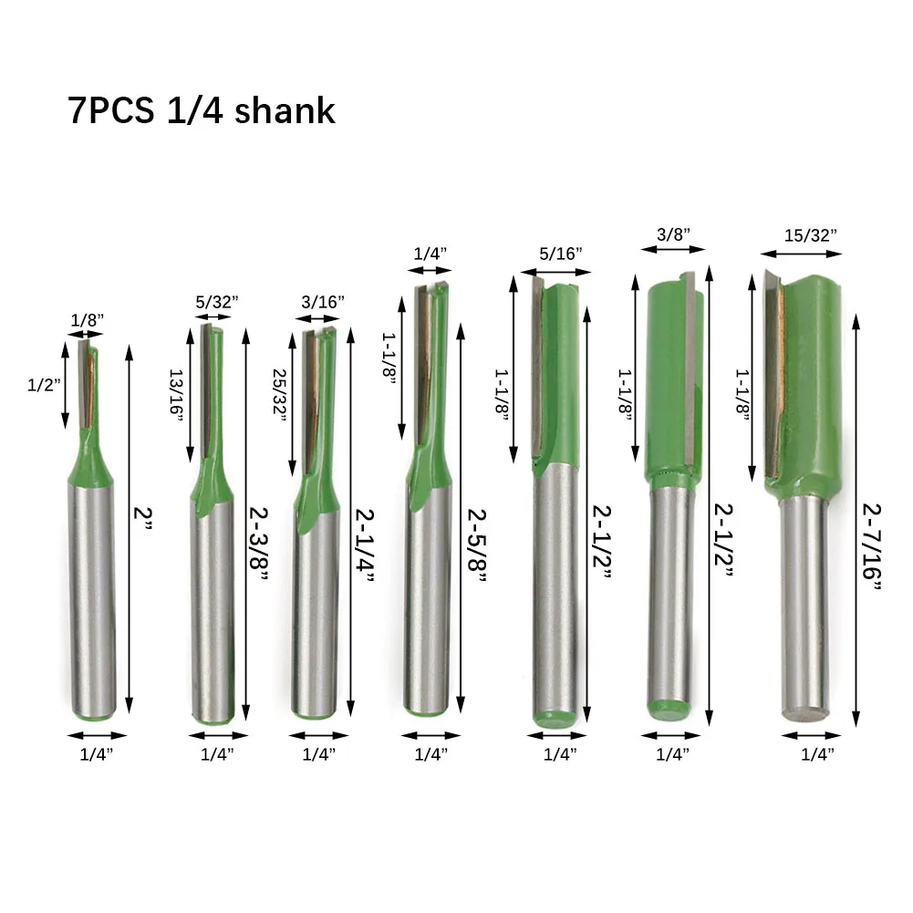 

7pcs 1/4 Inch Shank Single Double Flute Straight Bit Milling Cutter For Wood Tungsten Carbide Router Bit Woodwork Tool