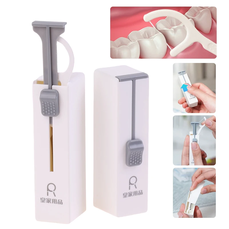 

Portable Automatic Dental Floss Storage Box Flosser Picks Toothpick Teeth Stick Tooth Cleaning Oral Hygiene Care For Home Travel