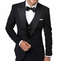 men suits custom 3 pieces classic black formal business blazer slim fit wedding groom tuxedo office workwear costume homme jack