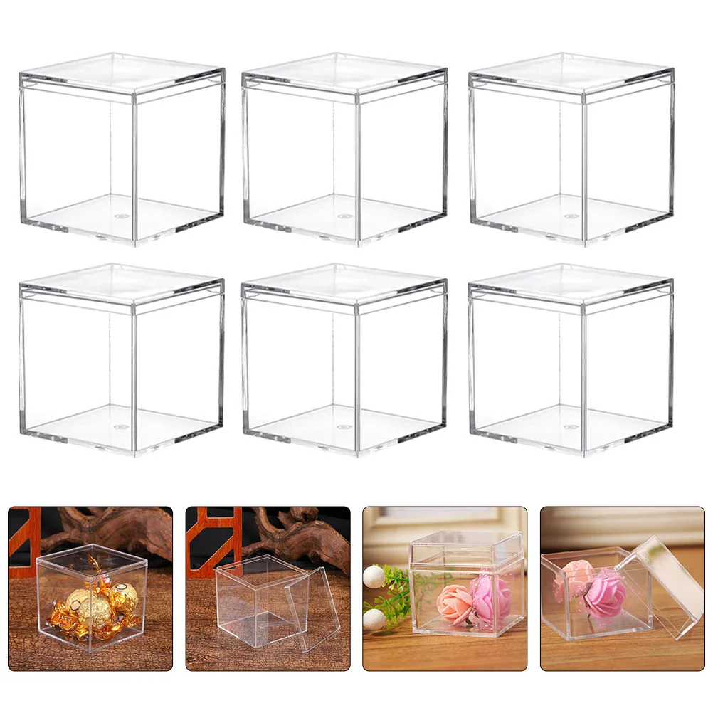 Clear Container Lid Candy Packaging Case Party Storage Cases Gift Cake Bag Containers Acrylic Child