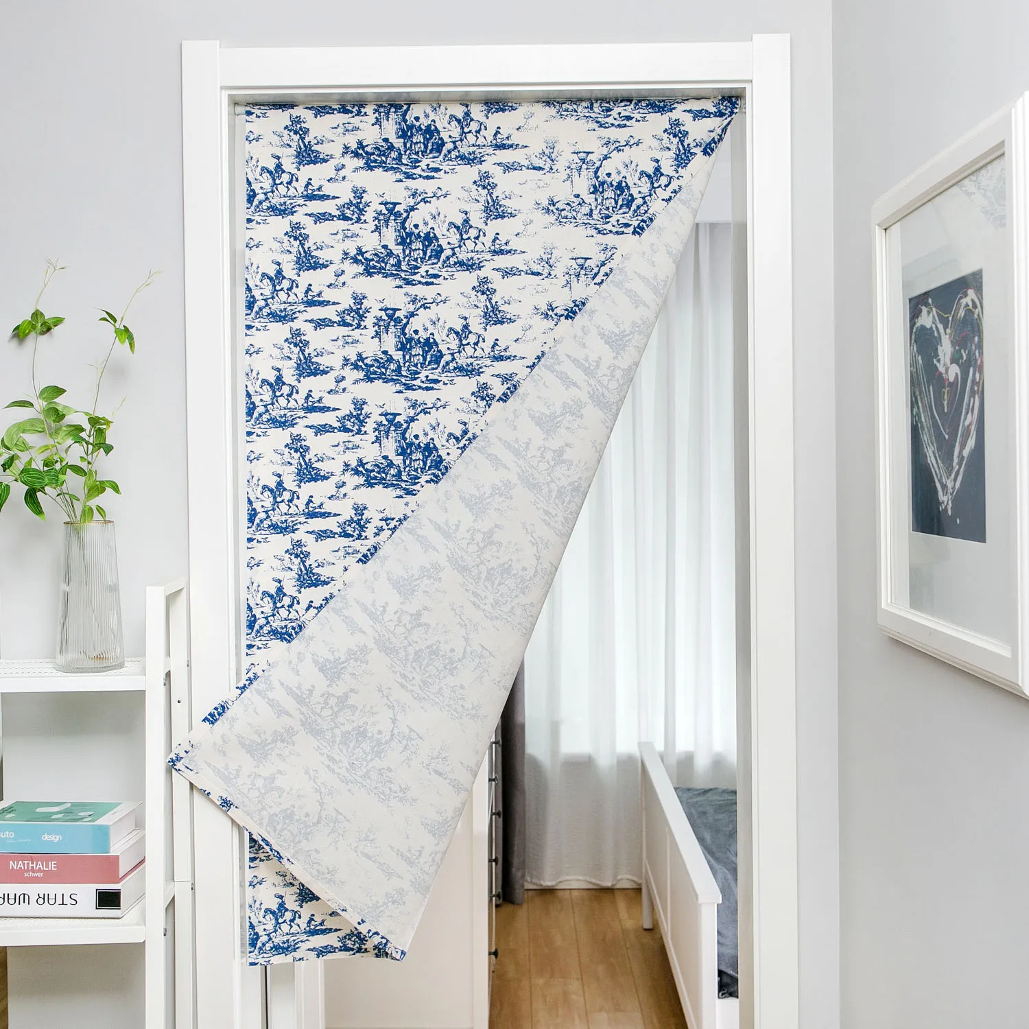 

Valance Curtain Blue Garden Printing Gardens Hanging Fabric Wind Water Bathroom Half Without Rod room valance