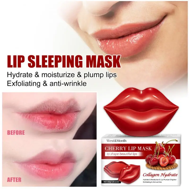 

20Pcs Cherry Moisturizing Lip Mask Anti Dry Crack Fine Wrinkles Lip Membrane Collagen Nourishing Brightening Beauty Skin Care