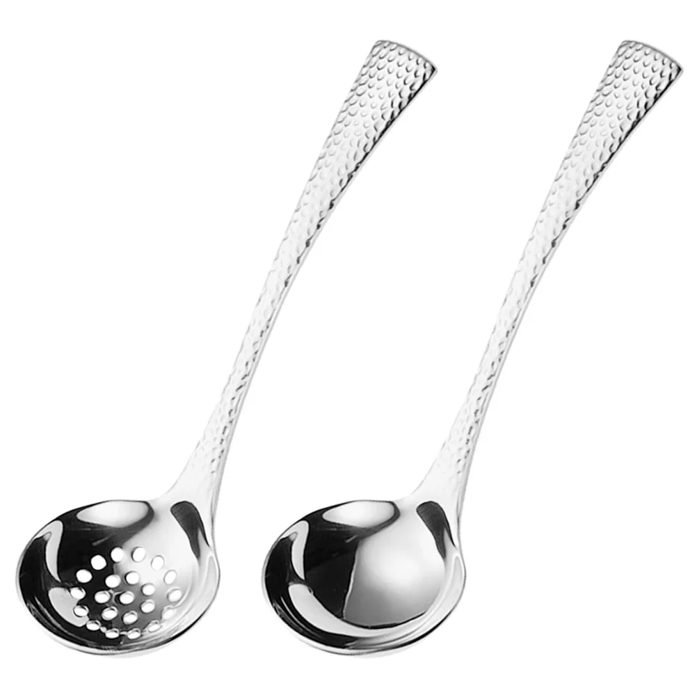

2Pcs Ladle Colander Soup Ladle Skimmer Spoon Serving Long Handle Slotted Spoon Cooking Utensil Set