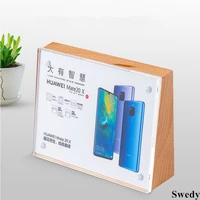 100x70mm wood base magnetic acrylic sign holder display stand baby picture photo frame small price label card tags
