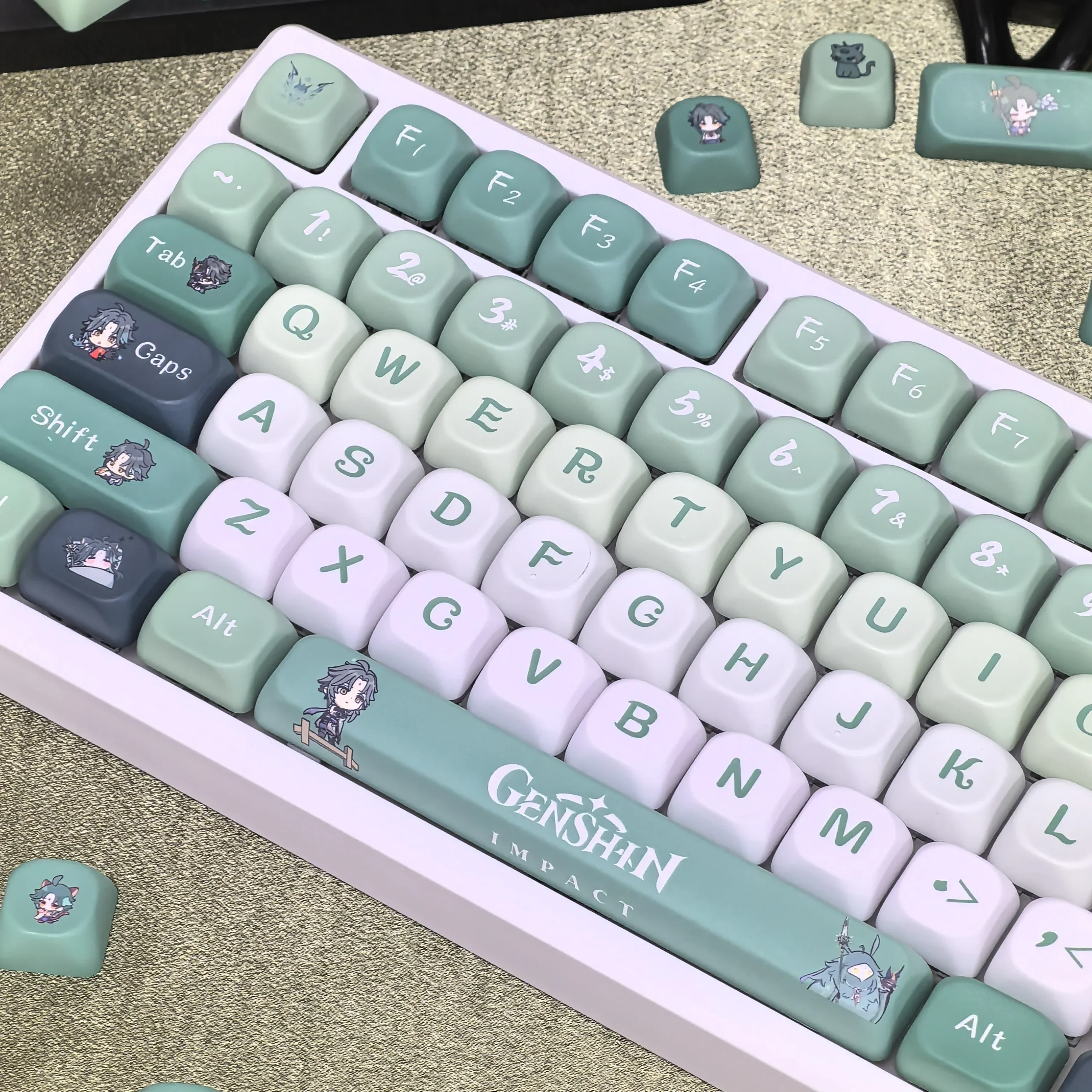 XIAO Fufu Keycap Genshin Impact 137 клавиш милый MOA PBT для Diy 87/98/104/108Mx переключатель игра
