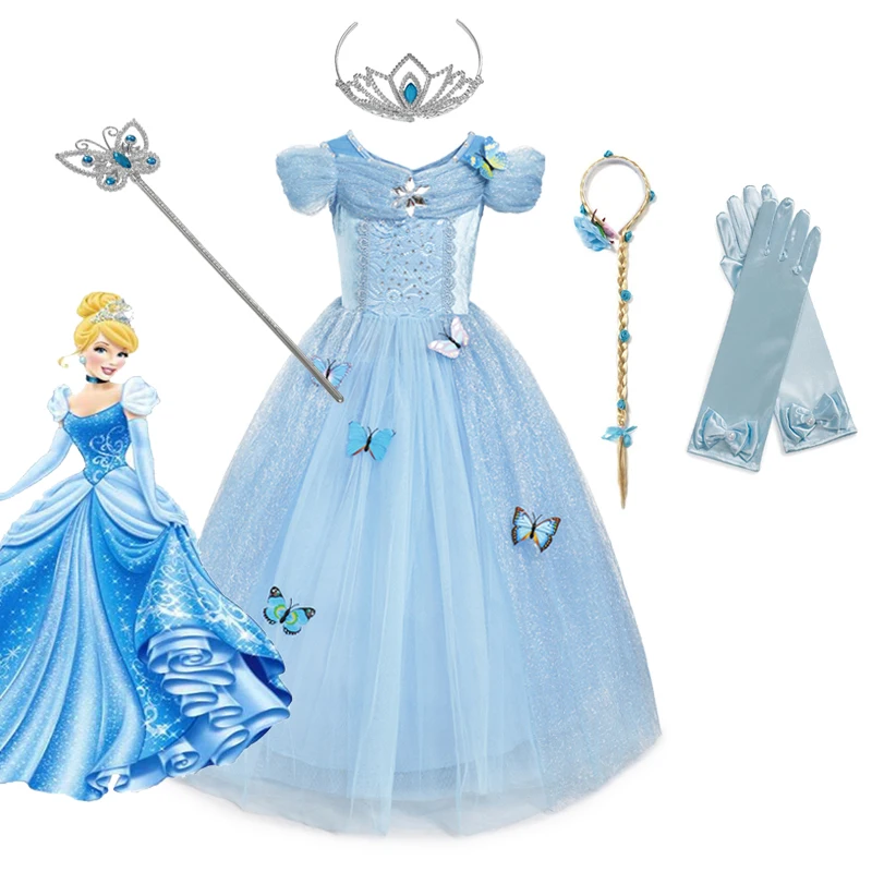 

Girls Cinderella Princess Dress Birthday Gift Dress Up Fantasy Halloween Cosplay Costume Children Clothes Party Gown Clothes