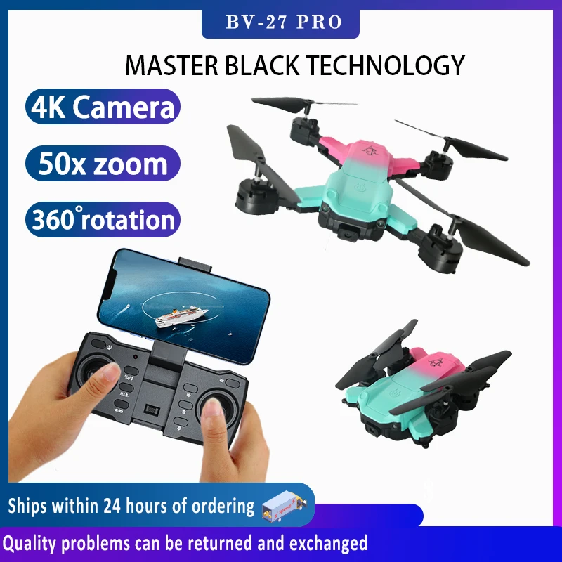 BV27 PRO Drone 4k with Profesional HD Dual Camera Fpv Drone Wide Angle Camera Foldable Altitude Hold Durable RC Quadcopter Toy