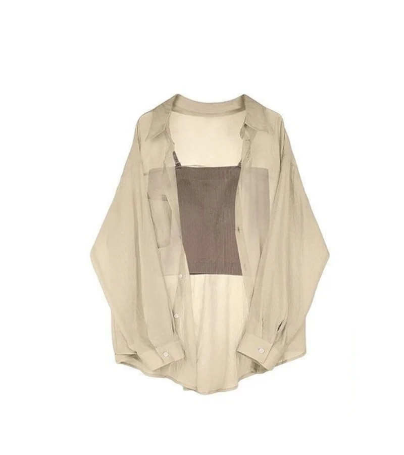 Женский Повседневный костюм Однотонная рубашка в полоску с топом и юбкой лето 2024