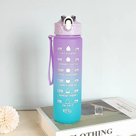 Портативная бутылка для воды, мотивирующая Спортивная бутылка для воды с маркером времени, герметичная чашка для спорта на открытом воздухе, фитнеса