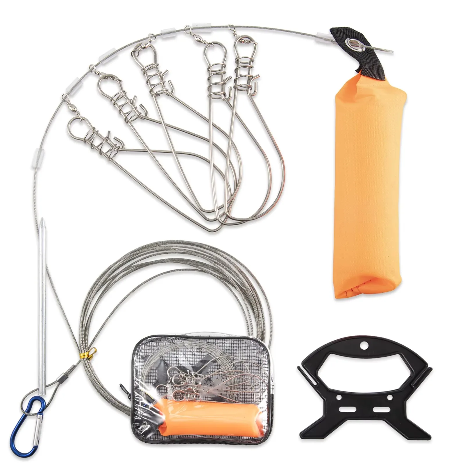 Goture Fishing Stringer Замок для живой рыбы Зажим стрингера из нержавеющей стали Кабель