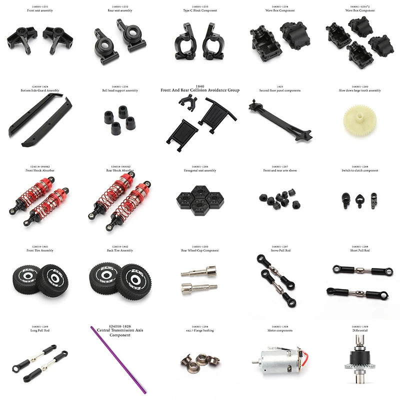 

WLtoys 124018 124019 1/12 RC Car Original Spare Parts Swing Arm C Seat Bottom Motor Differential Gearbox Shock Absorbers Tire