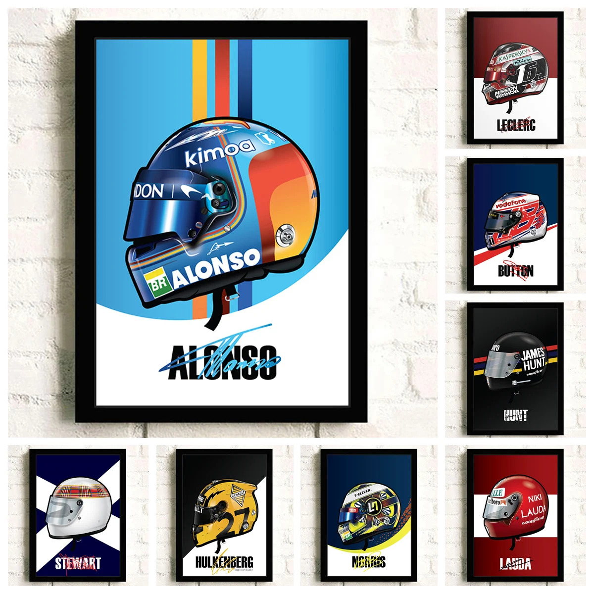 

Highly popular racing player champion racing driver F1 helmet club poster modern home wall decoration restaurant wall stickers