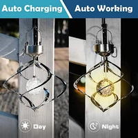 solar led wind chime light spinner lamp outdoor waterproof garden yard patio decoration hanging color changing with crystal ball