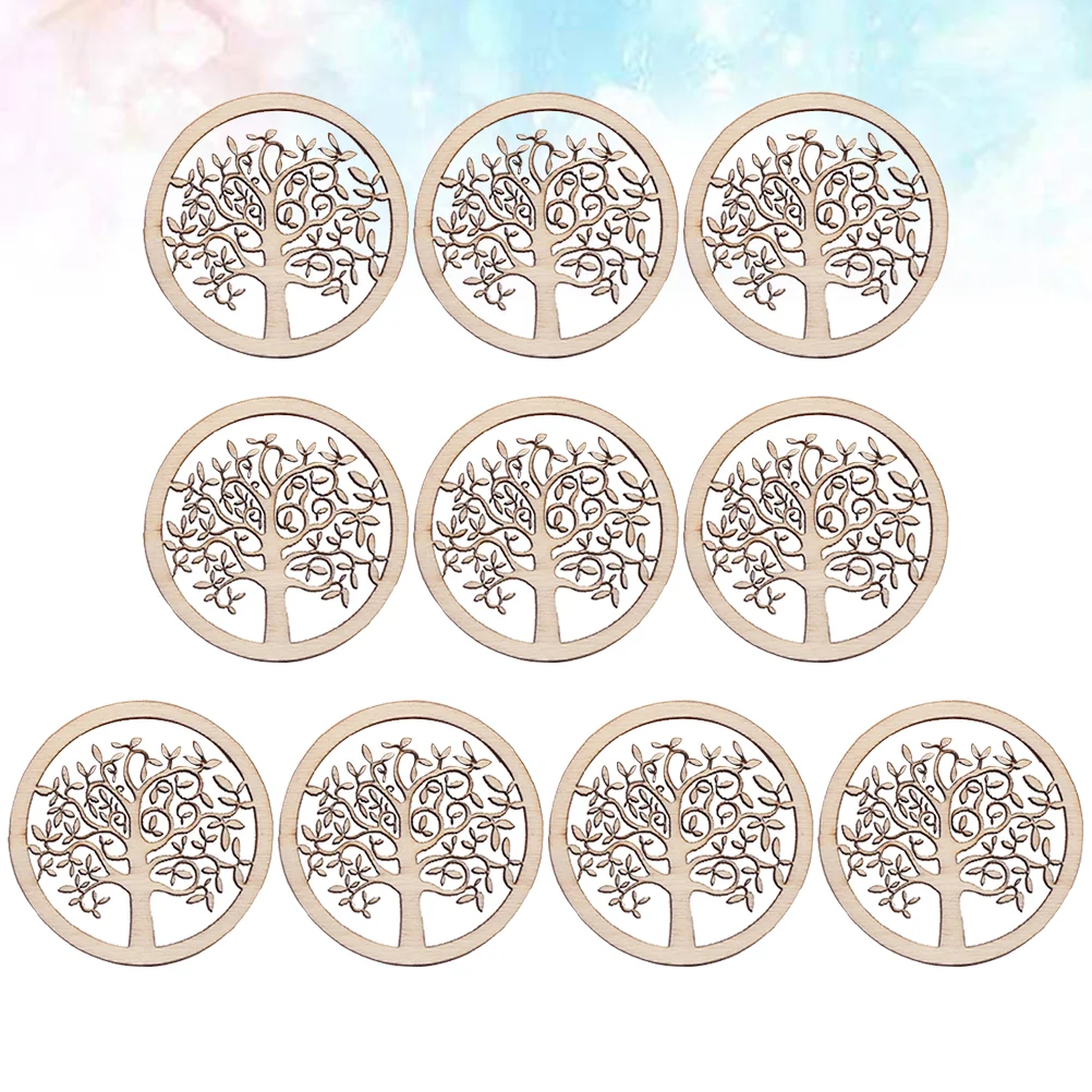 

10 Pcs Wooden Pieces Embellishments Retro Decor Slice Blank Bookmarks Life Tree