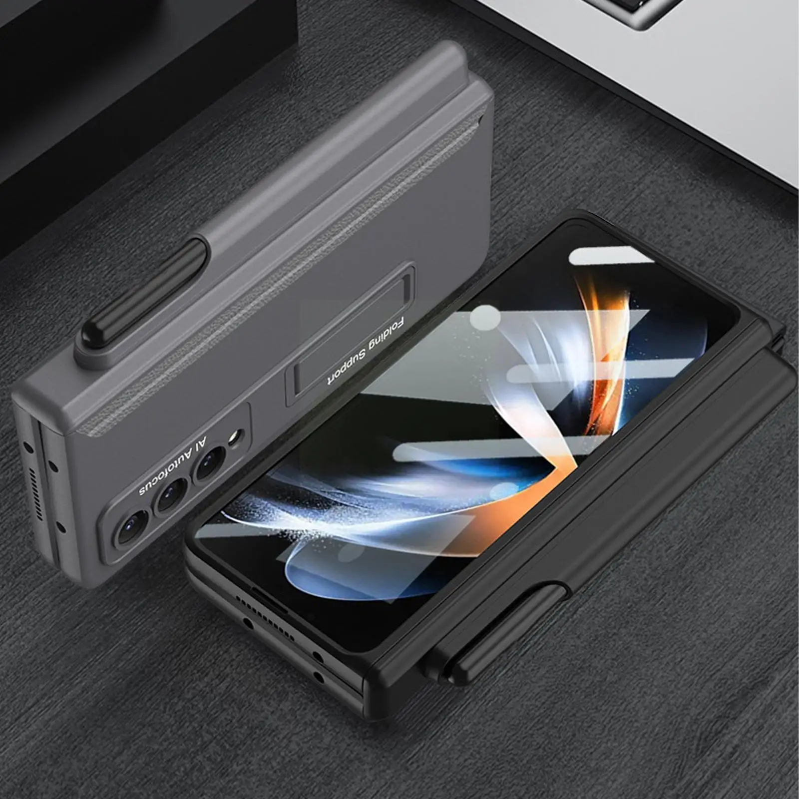 

For Samsung Galaxy Z Fold4 5G Phone Case Magnetic All-inclusive Holder with Phone Protective Case O2C9