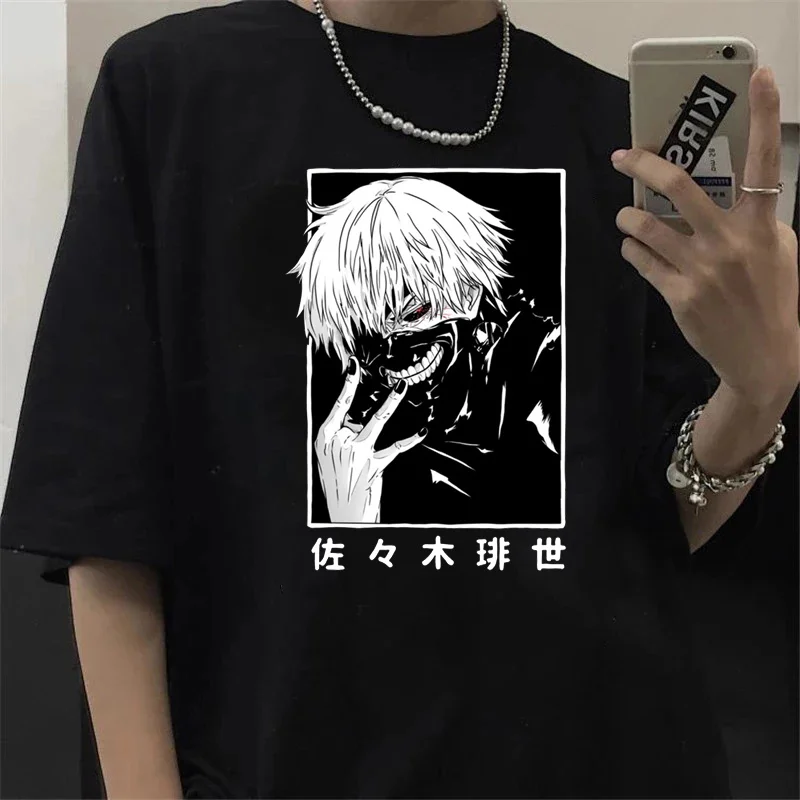 Tokyo Ghoul Kaneki Ken Eyes Clothes Men Grunge 2022 Anime T Shirt Graphic Aesthetic Goth T-shirt Unisex Cartoon Tshirt Male
