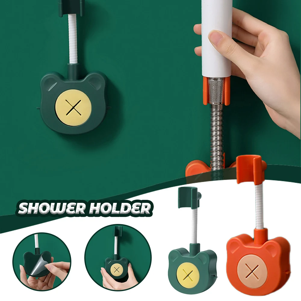 

Shower Bracket Head Fixture Household No-punch Bathroom Base Cute Design Shower Accessories Convenient Easy To Install Wall Hook