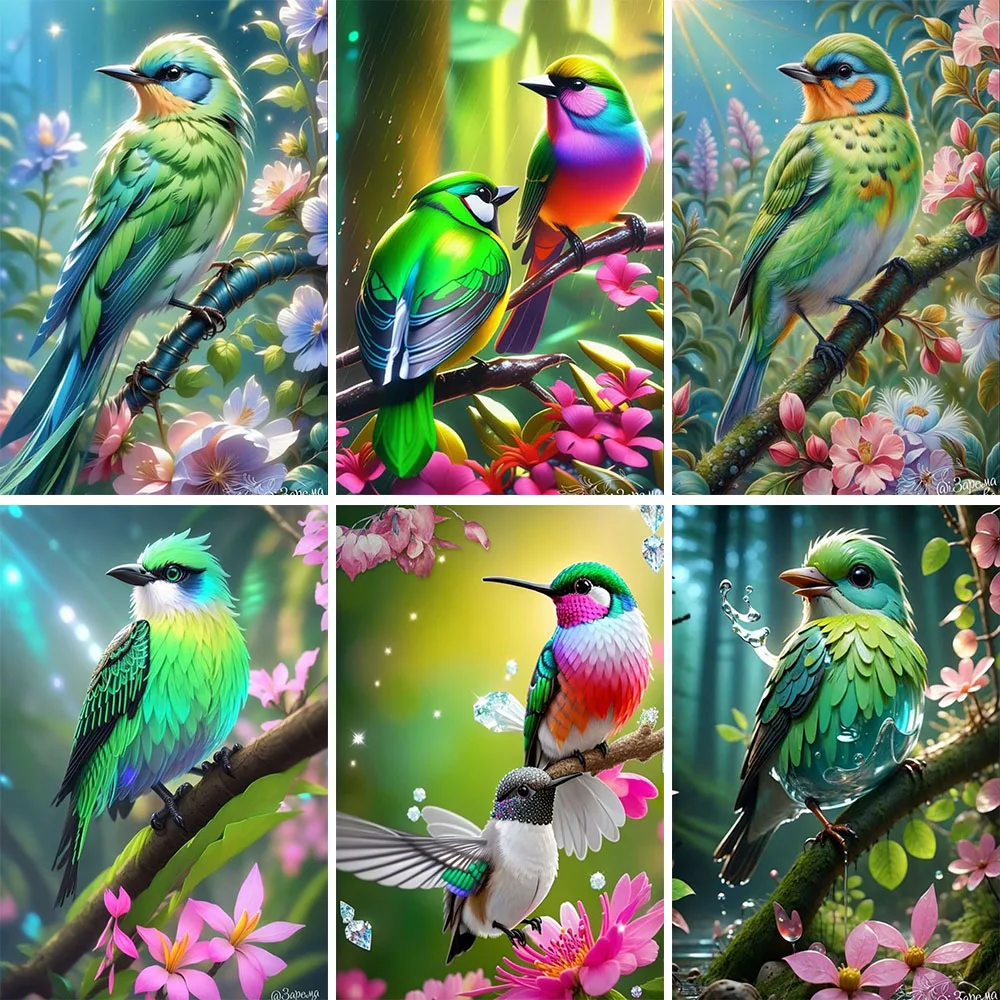 Набор для алмазной живописи Зеленая птица