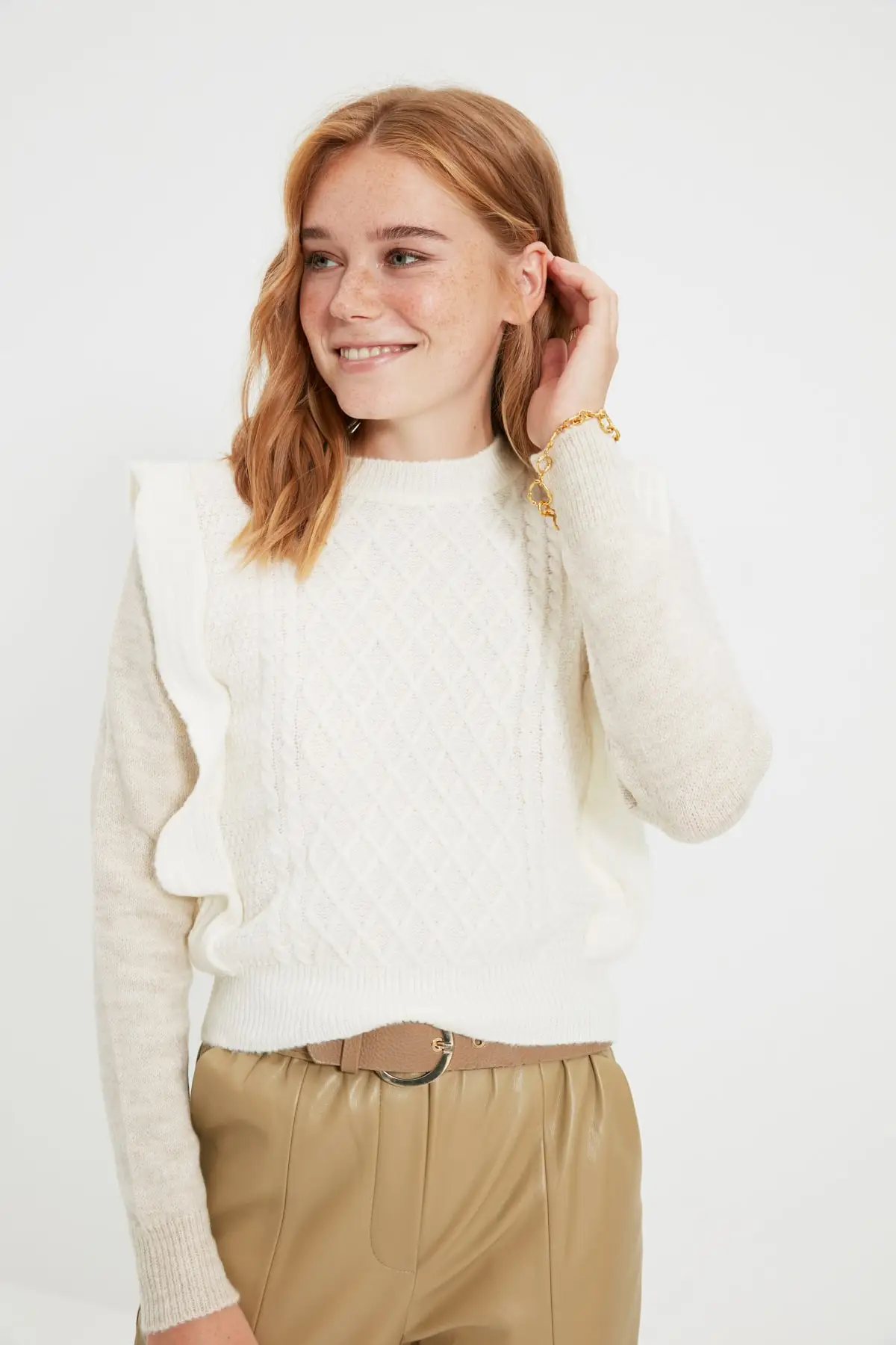 Trendyol Mesh Detailed Knitwear Sweater TWOAW22KZ0032