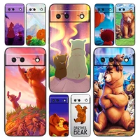 disney cartoon brother bear phone case for google pixel 7 6 pro 6a 5a 5 4 4a xl 5g black silicone tpu cover