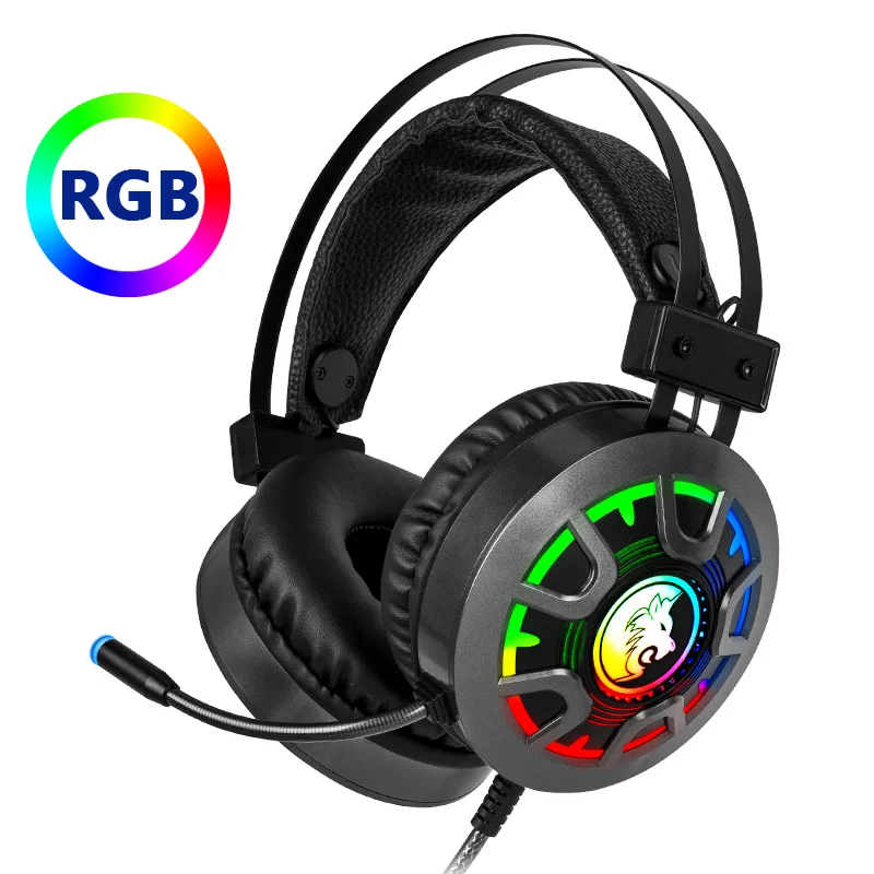 

Игровая гарнитура наушники с микрофоном Depp Bass Surround Sound RGB светильник 3,5 мм проводной для ПК компьютера PS4 Профессиональный геймер