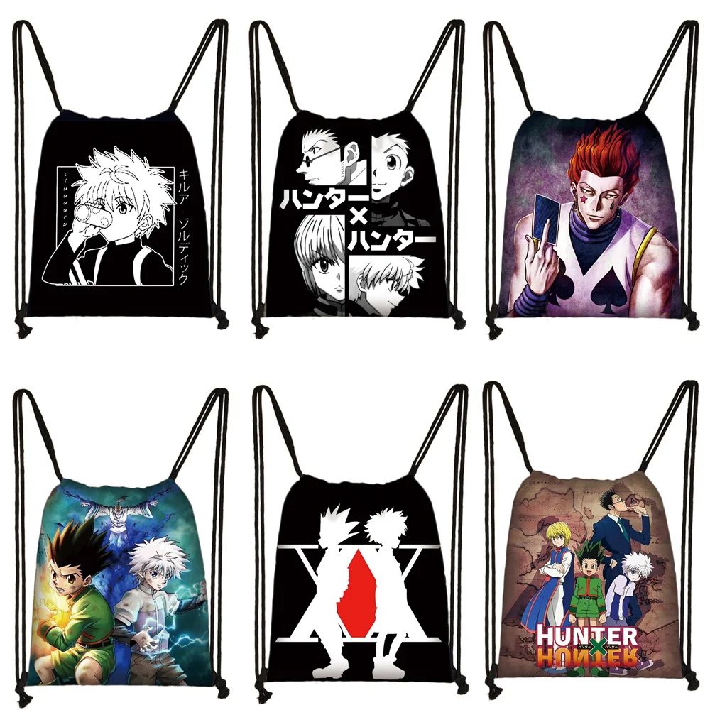 

Anime HUNTERxHUNTER Backpack Hunter X Hunter Women Drawstring Bag HXH Killua Zoldyck Gon Freecss Chrollo Girl Storage Travel Bag