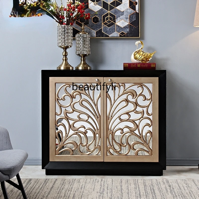 

yj American Entrance Cabinet Carved Mirror Cabinet Light Luxury Shoe Cabinet European Wine Cabinet Curio Cabinet