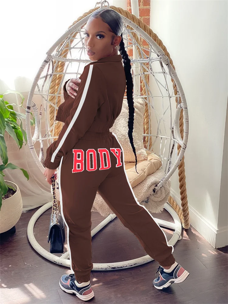 

Habbris Autumn Letter 2 Two Piece Sets Club Outfit For Women 2022 Long Sleeve Jacket And Pants Sets Female Solid Matching Sets