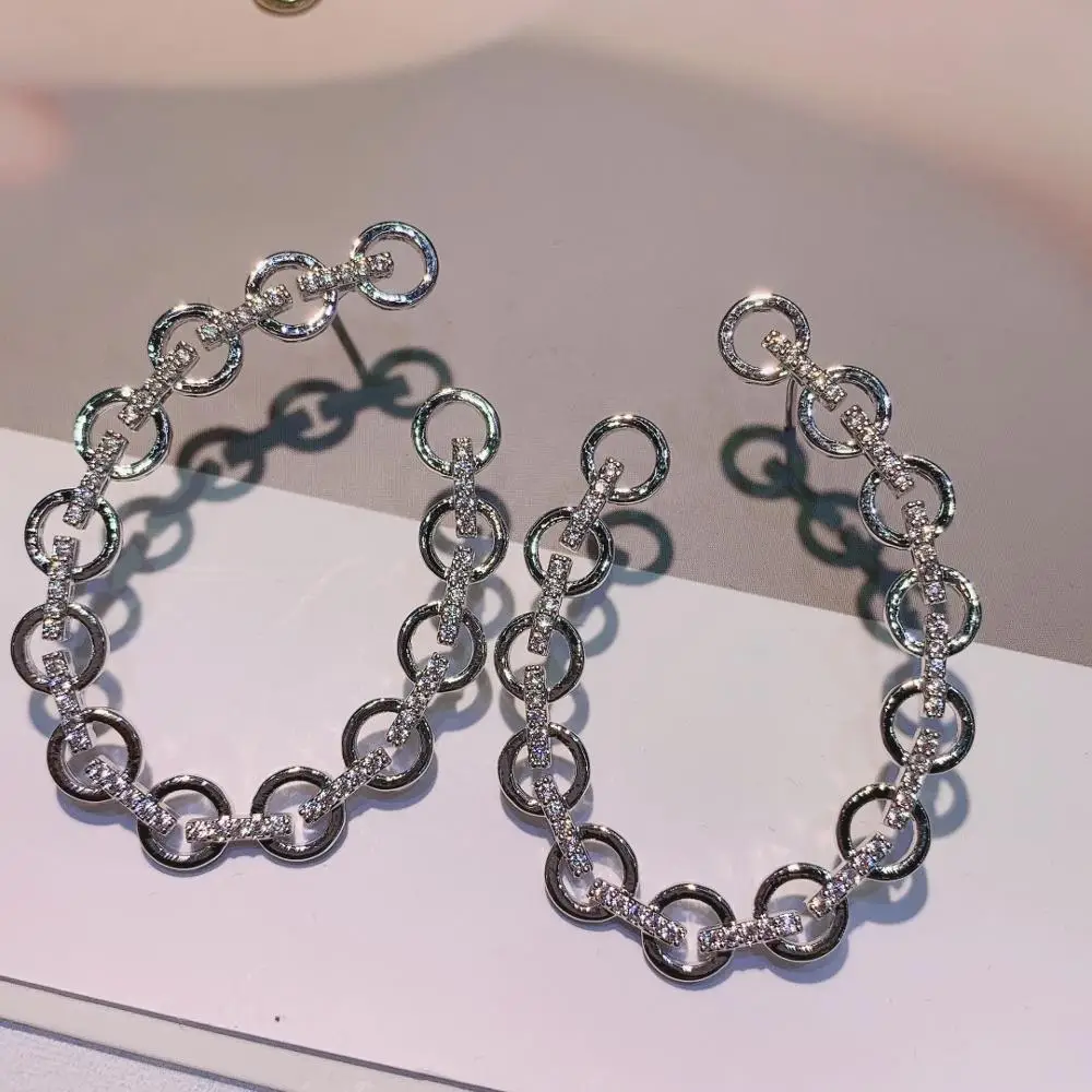 

Женские серьги-гвоздики с фианитами, серьги с фианитами класса ААА +, эффектные ювелирные украшения для женщин