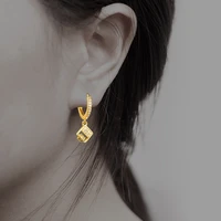 top quality copper jewelry gold classic square design dangle hoop earrings for women zircon round circle earings delicate gifts