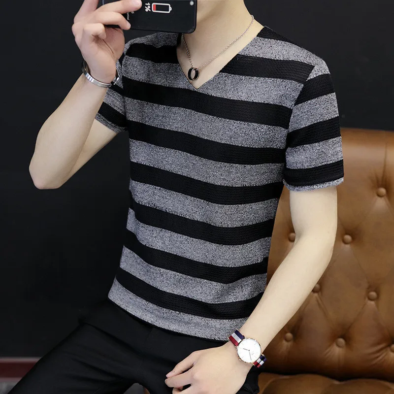 

lis11326 Summer short-sleeved T-shirt men's casual sports tooling set with handsome suit