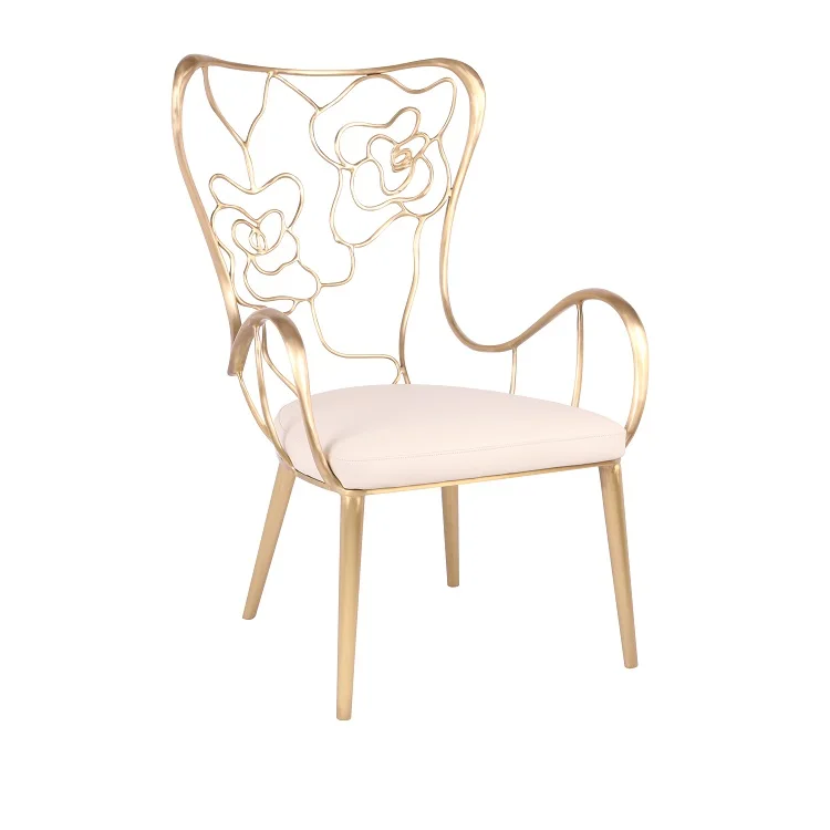 

Modern Luxury Dining Chair Copper Brushed Leather Soft Package Dining Chair