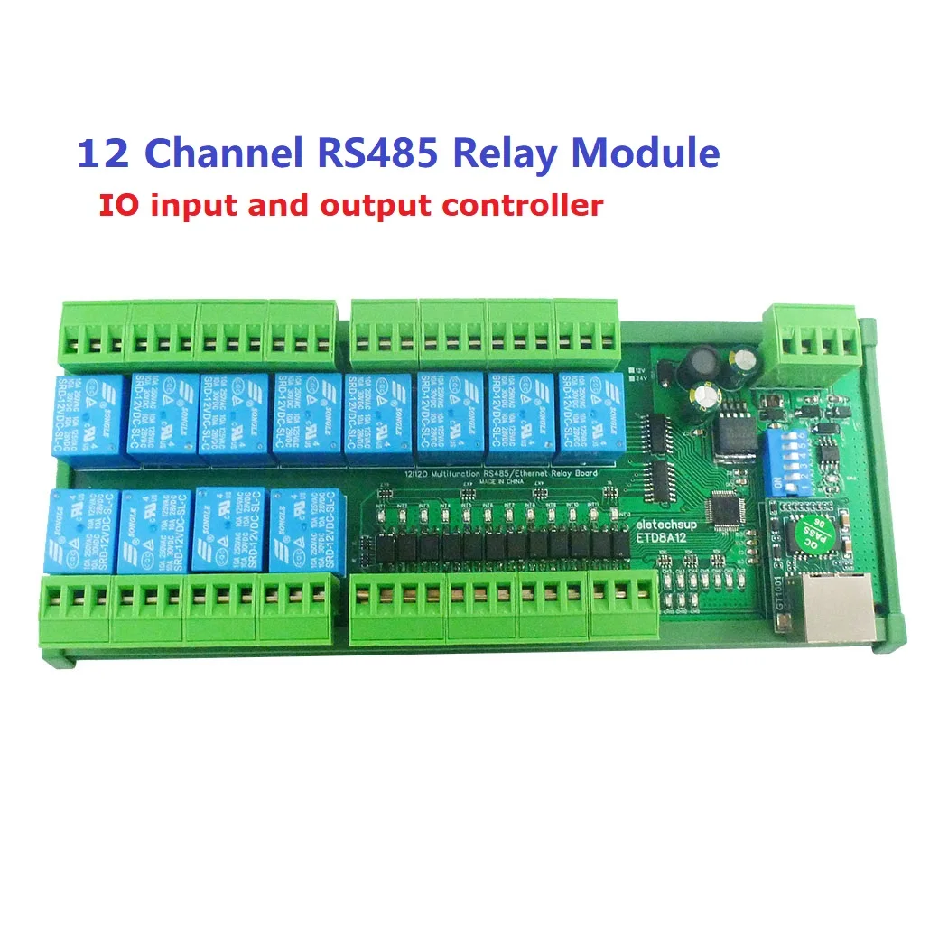 

2 IN1 12Ch Ethernet/RS485 Relay Module Modbus RTU TCP/IP UART Network controller Switch Board for PLC PTZ Camera Motor LED