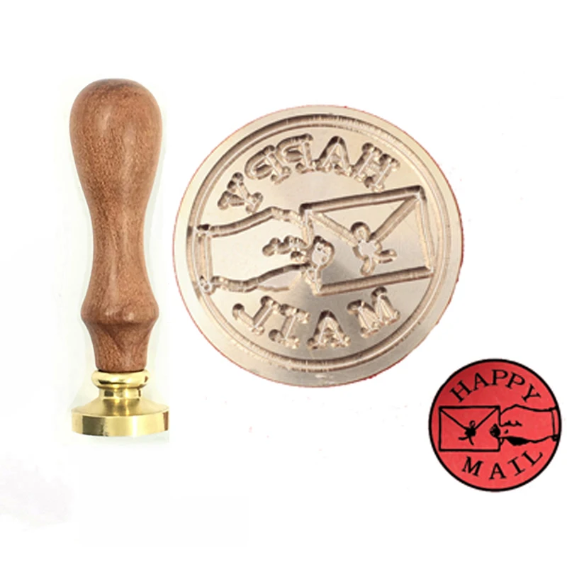 

Изысканная краска восковая печать орнамент Классическая счастливая почта деревянная ручка, DIY старинная печать в стиле ретро, воск печать 1
